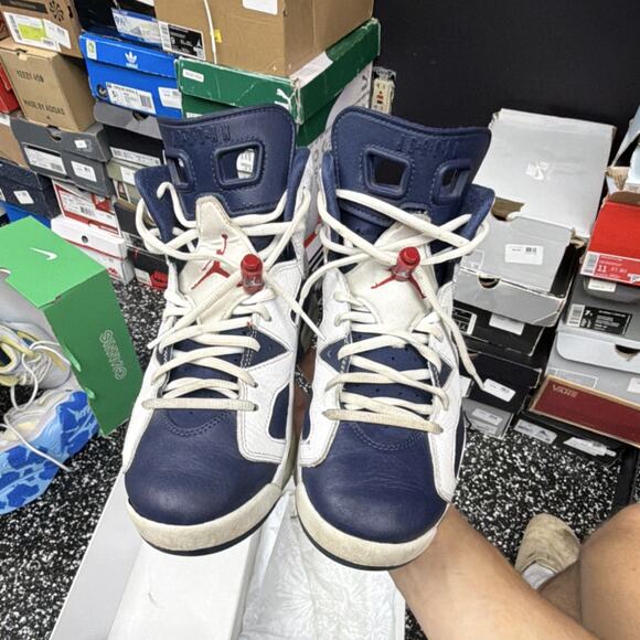 Jordan Air Jordan 6 Olympic White Navy Men\'s Athletic Sneakers 384664-130 main image 6